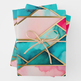 Kleurrijke Glas in lood Art Wrapping Paper Sheets