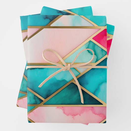 Kleurrijke Glas in lood Art Wrapping Paper Sheets