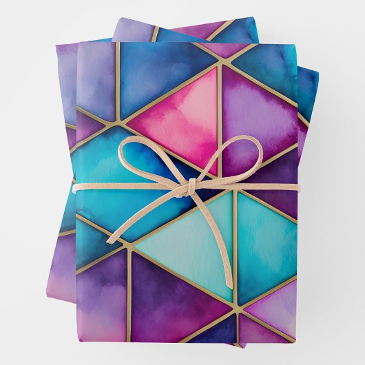 Kleurrijke Glas in lood Art Wrapping Paper Sheets