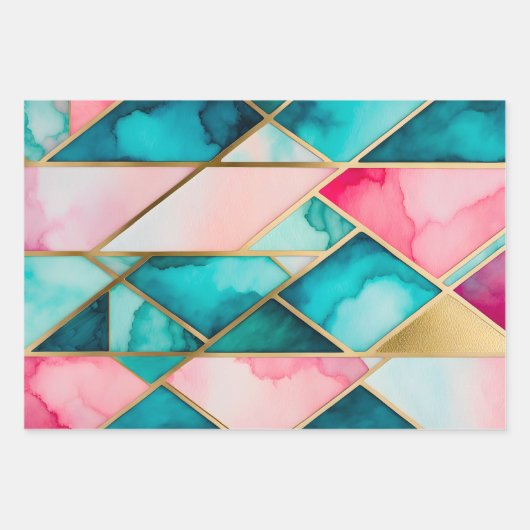 Kleurrijke Glas in lood Art Wrapping Paper Sheets (Voorkant 2)