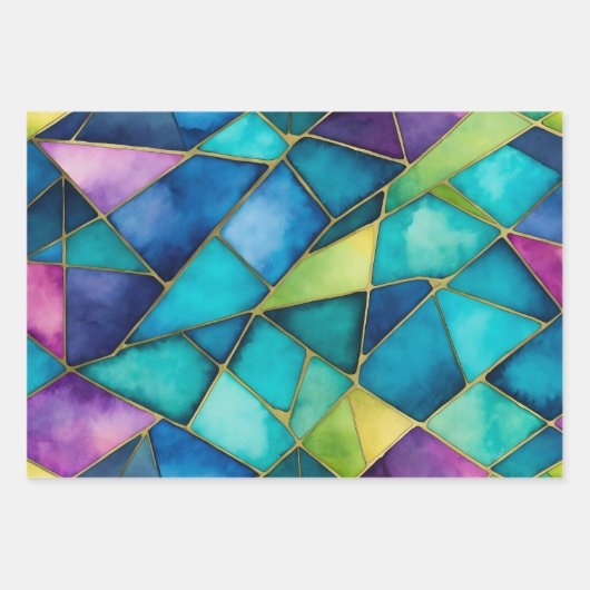 Kleurrijke Glas in lood Art Wrapping Paper Sheets (Voorkant 2)