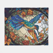 Kleurrijke Glas in lood Artistic Hummingbird Fleece Deken (Voorkant (Horizontaal))