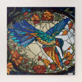 Kleurrijke Glas in lood Artistic Hummingbird Legpuzzel (Horizontaal)