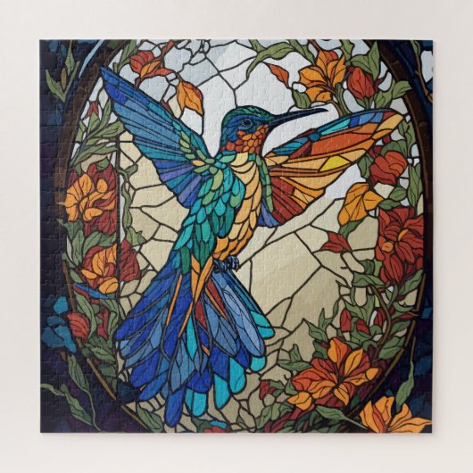 Kleurrijke Glas in lood Artistic Hummingbird Legpuzzel (Verticaal)