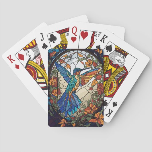 Kleurrijke Glas in lood Artistic Hummingbird Pokerkaarten (Achterkant)