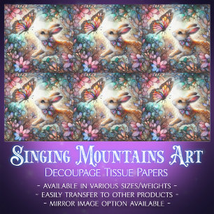 Kleurrijke Glas in lood Bunny Butterfly Decoupage Tissuepapier