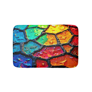 Kleurrijke Glas-in-Lood Close-Up Kunst Badmat