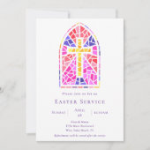 Kleurrijke Glas in lood Cross Church Paasdienst Kaart (Voorkant)