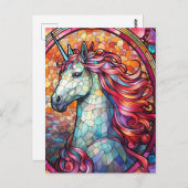 Kleurrijke Glas in lood Eenhoorn Briefkaart (Voorkant / Achterkant)
