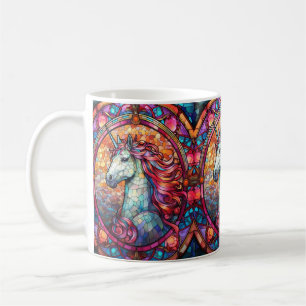 Kleurrijke Glas in lood Eenhoorn Koffiemok