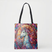 Kleurrijke Glas in lood Eenhoorn Tote Bag (Voorkant)