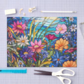 Kleurrijke Glas in lood Effect Bloemen Decoupage Tissuepapier (Craft)