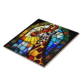 Kleurrijke Glas in lood Giraffe Dierenartwork Tegeltje (Zijkant)