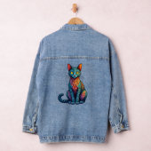 Kleurrijke Glas-in-lood Kat 784 Denim Jacket (Hangar)