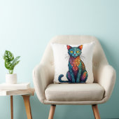 Kleurrijke Glas-in-lood Kat 784 Kussen (Stoel)