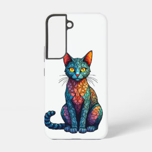 Kleurrijke Glas-in-Lood Kat 784 Samsung Galaxy Hoesje