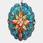 Kleurrijke glas-in-lood kerstster ornament kaart (Links)
