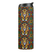 Kleurrijke Glas in lood Lion Animal Geïnspireerd Thermosbeker (Gedraaid links)