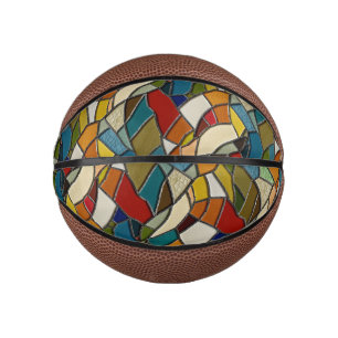 Kleurrijke Glas in lood Mozaïek Abstractie Basketbal