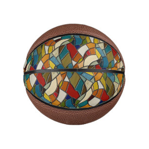 Kleurrijke Glas in lood Mozaïek Abstractie Basketbal