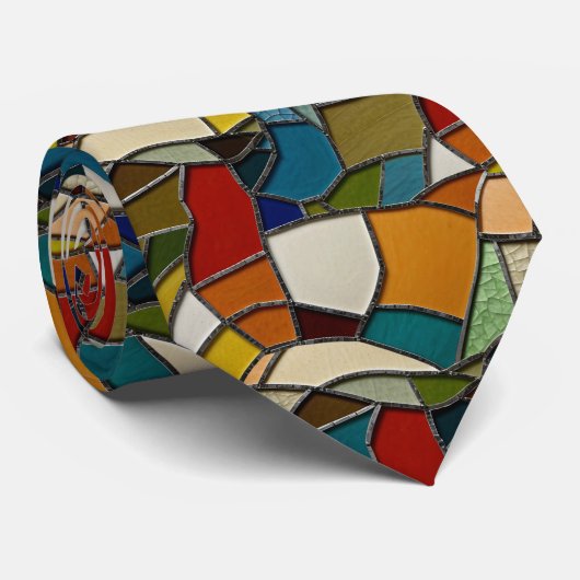 Kleurrijke Glas in lood Mozaïek Abstractie Stropdas (Opgerold)