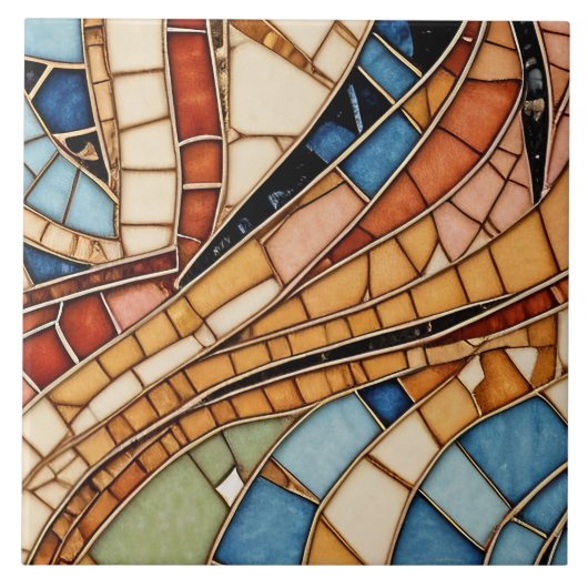 Kleurrijke Glas in lood Mozaïek Abstractie Tegeltje (Voorkant)