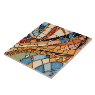 Kleurrijke Glas in lood Mozaïek Abstractie Tegeltje