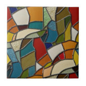 Kleurrijke Glas in lood Mozaïek Abstractie Tegeltje (Voorkant)