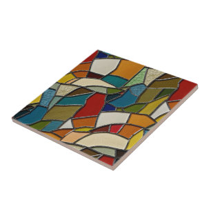 Kleurrijke Glas in lood Mozaïek Abstractie Tegeltje