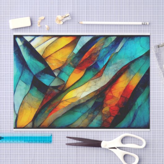 Kleurrijke Glas in lood Mozaïek Abstractie Tissuepapier (Craft)