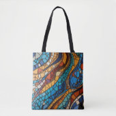 Kleurrijke Glas in lood Mozaïek Abstractie Tote Bag (Voorkant)