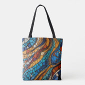 Kleurrijke Glas in lood Mozaïek Abstractie Tote Bag (Achterkant)