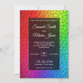 Kleurrijke Glas in lood Mozaïek Bruiloft Uitnodigi Kaart (Voorkant)