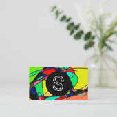 Kleurrijke Glas in lood Retro Doodle Visitekaartje (Staand voorkant)