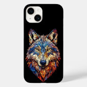 Kleurrijke Glas in lood Wolf Head Case-Mate iPhone Case (Achterkant)