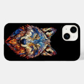 Kleurrijke Glas in lood Wolf Head Case-Mate iPhone Case (Achterkant (horizontaal))