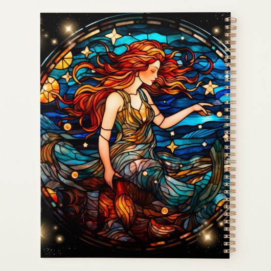 Kleurrijke Glas in lood Zeemeermin Aangepaste Naam Planner (Achterkant)