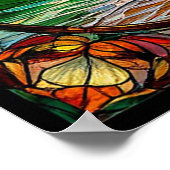 Kleurrijke Glas in lood zonsondergang over het str Poster (Hoek)