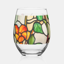 Kleurrijke glas-in-loodramen ochtend glories wijnglas zonder voet
