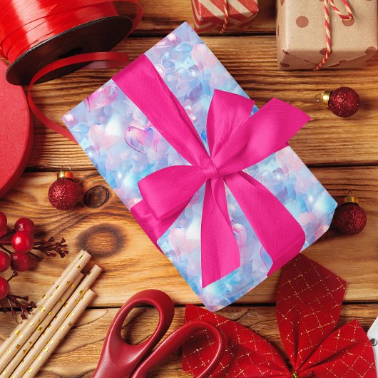 Kleurrijke glasharten Valentijnse  Cadeaupapier