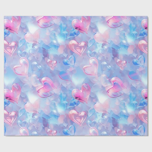 Kleurrijke glasharten Valentijnse  Cadeaupapier (Vlak)