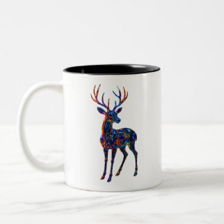 Kleurrijke Glass Deer Art – Unieke moderne wilde d Tweekleurige Koffiemok