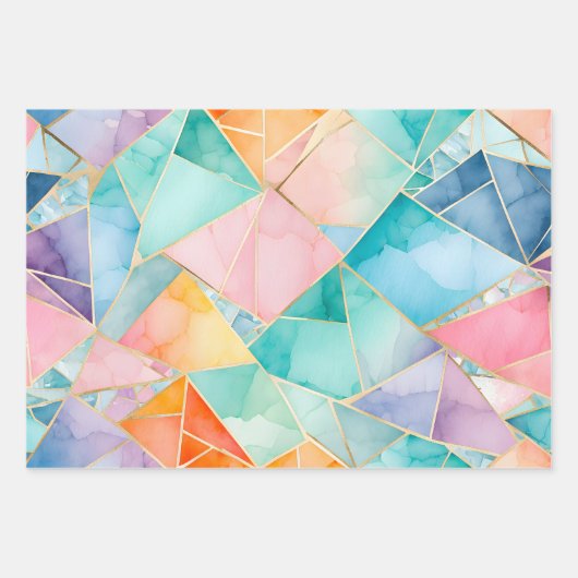 Kleurrijke Glass Mosaic Art Wrapping Paper Sheets (Voorkant)