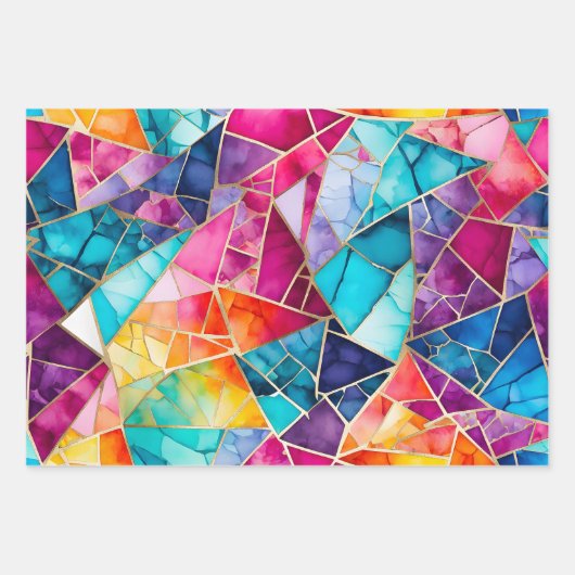 Kleurrijke Glass Mosaic Art Wrapping Paper Sheets (Voorkant)