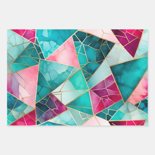 Kleurrijke Glass Mosaic Art Wrapping Paper Sheets (Voorkant 3)