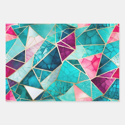 Kleurrijke Glass Mosaic Art Wrapping Paper Sheets (Voorkant)