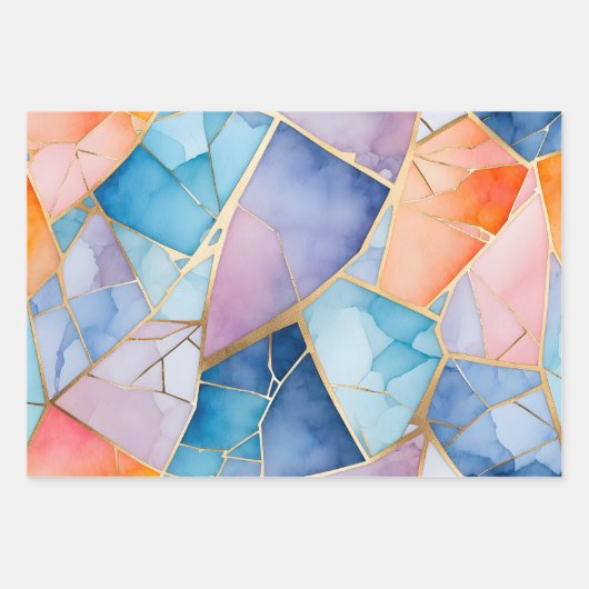 Kleurrijke Glass Mosaic Art Wrapping Paper Sheets (Voorkant 3)