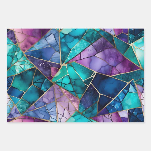 Kleurrijke Glass Mosaic Art Wrapping Paper Sheets (Voorkant)