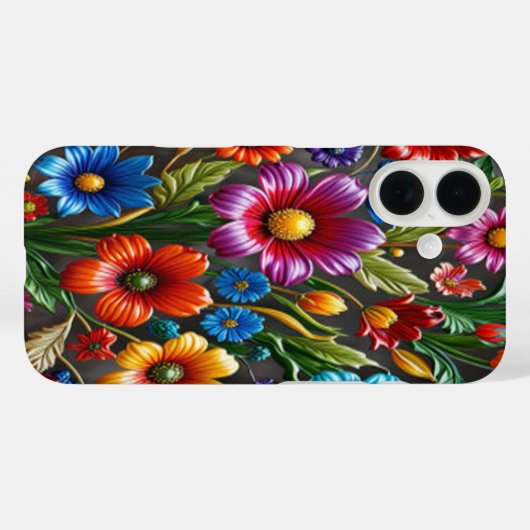 Kleurrijke Glazen Bloemen #11 - iPhone 16 Hoesjes (Achterkant (horizontaal))