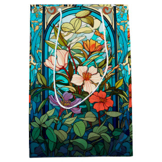 Kleurrijke glazen bloemenboog Art Nouveau cadeau m Medium Cadeauzakje